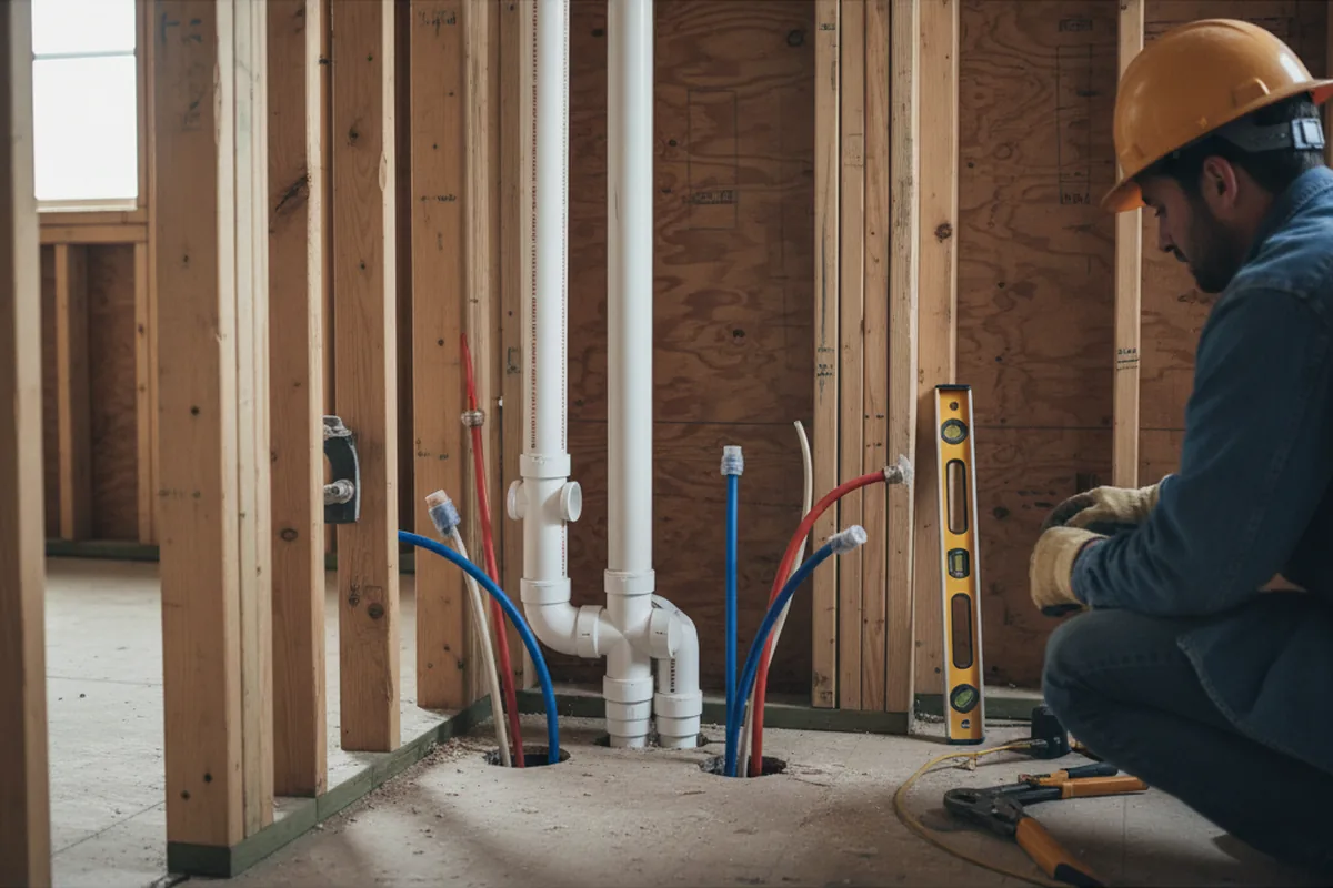 Drain and supply rough-in during Garbage Disposal Repair in Hurley